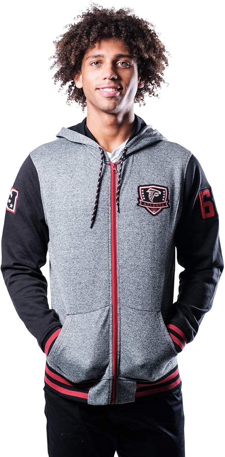 Ultra Game NFL mens Full Zip Soft Fleece Hoodie Letterman Varsity Jacket