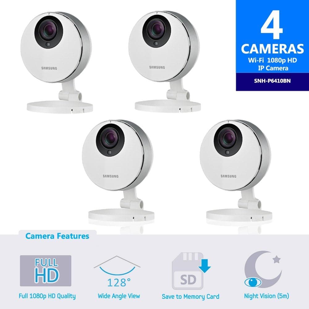 Samsung SmartCam HD Pro SNH-P6410BN Full HD 1080p WiFi Camera Bundle Quad Pack