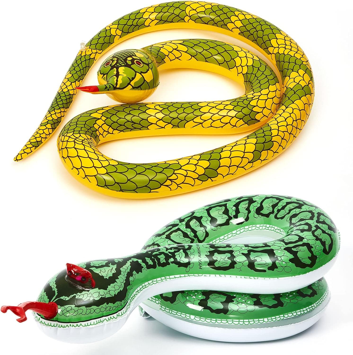 4 Pcs Inflatable Snakes Large Blow up Snakes Realistic Fake Snakes Inflatable Animal Prank Toys for Garden Props to Scare Birds Squirrels Halloween Party Decoration