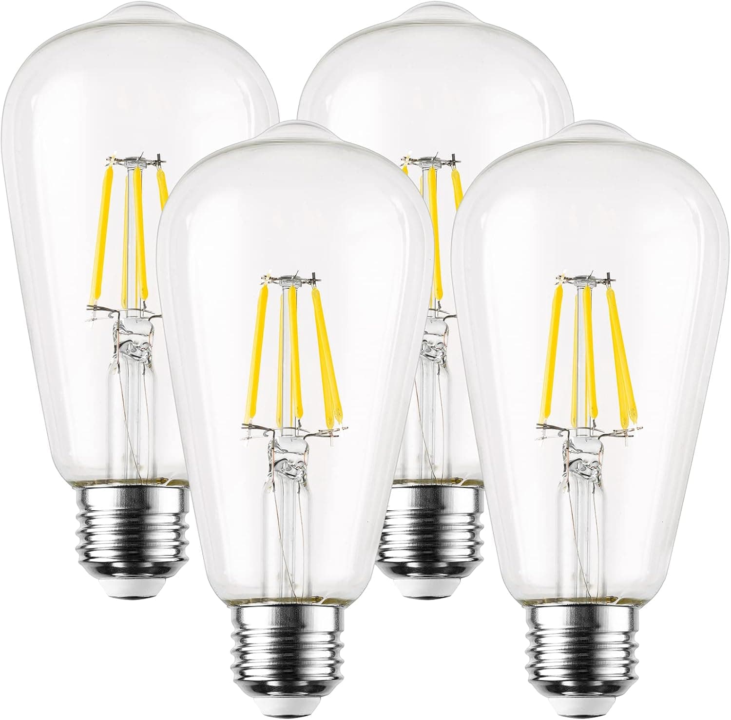 Vintage LED Danse Edison Bulbs 6W, Equivalent 60W, Daylight White 4000K , Antique Style ST58 LED Filament Bulbs, E26 Base, 4 Packs, Each Individually Packaged