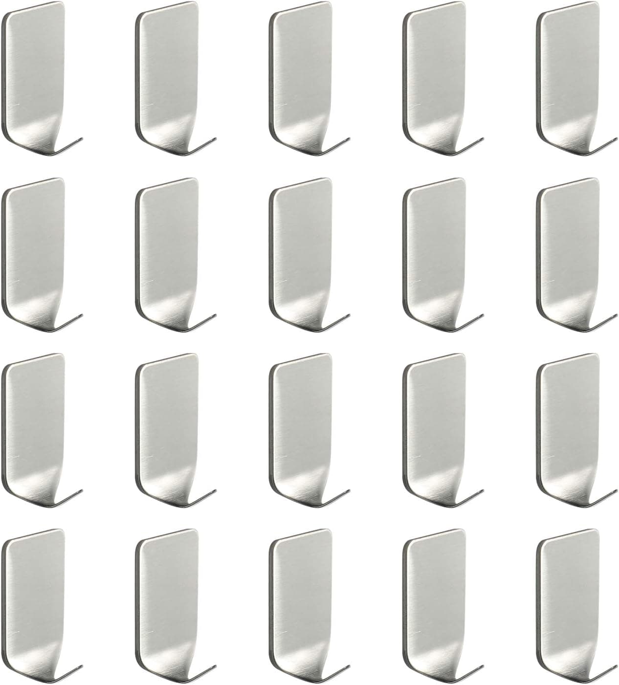 Winmien Small Adhesive Hook, 304 Stainless Steel Wall Mounted Hat Hanger Rack, Bathroom and Kitchen Organizer for Hanging Robe, Towel, Loofah, Cap, Key, Brush, Waterproof, Rustproof, Durable(20 Pack)