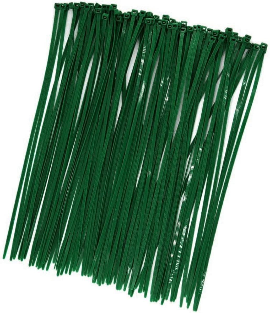 ZZRanYe 10 inch 3mm Dark Green Nylon Garden Cable Zip Ties Self Locking Cable Ties Twist Ties, Multi-Purpose Cable Tie (100 Pcs)