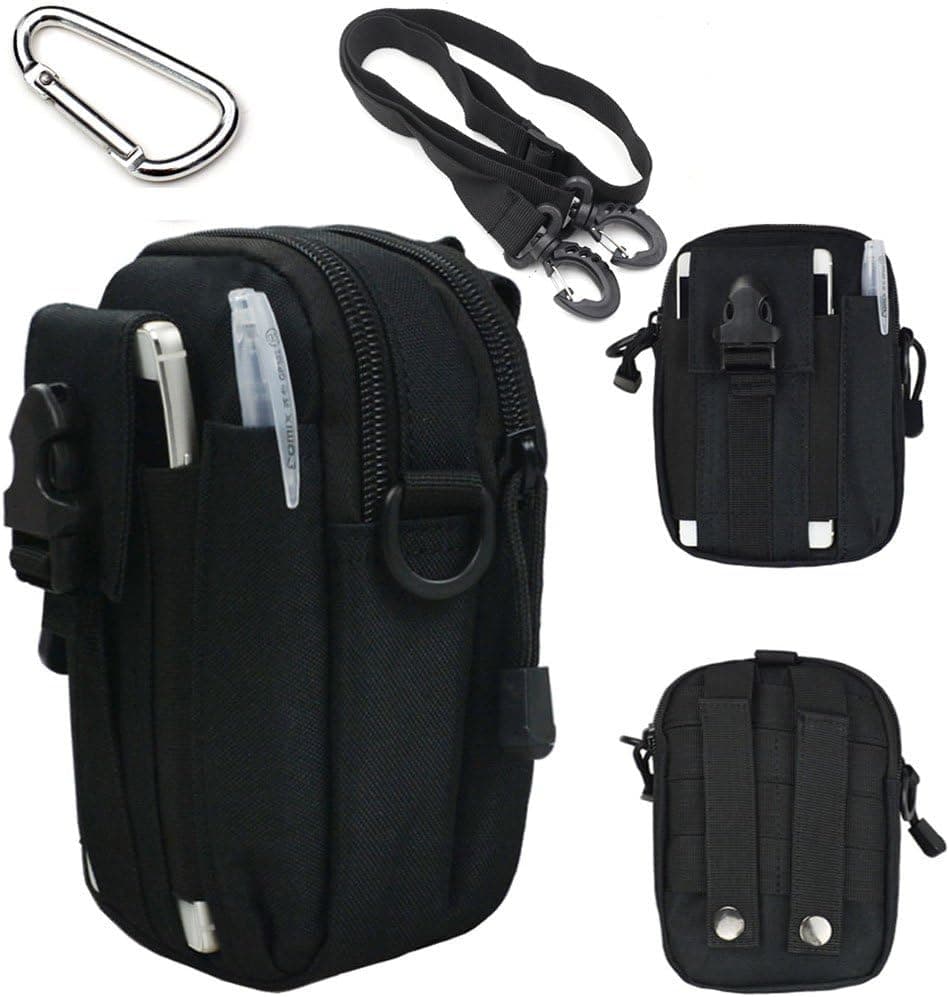 TEZONG Multi-function Tactical Waist Pack Military Small Pocket Portable EDC Vape Pouch Outdoor Camping Cycling Hiking Pouch Tool Holder Purse Phone Case with strap