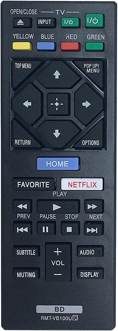 ZdalaMit RMT-VB100U Replaced Remote Control fit for Sony Blu-Ray DVD Player BDP-BX150 BDP-BX350 BDP-BX550 BDP-BX650 BDP-S1500 BDP-S2500 BDP-S2900 BDP-S3500 BDP-S4500 BDP-S5500 BDP-S6500