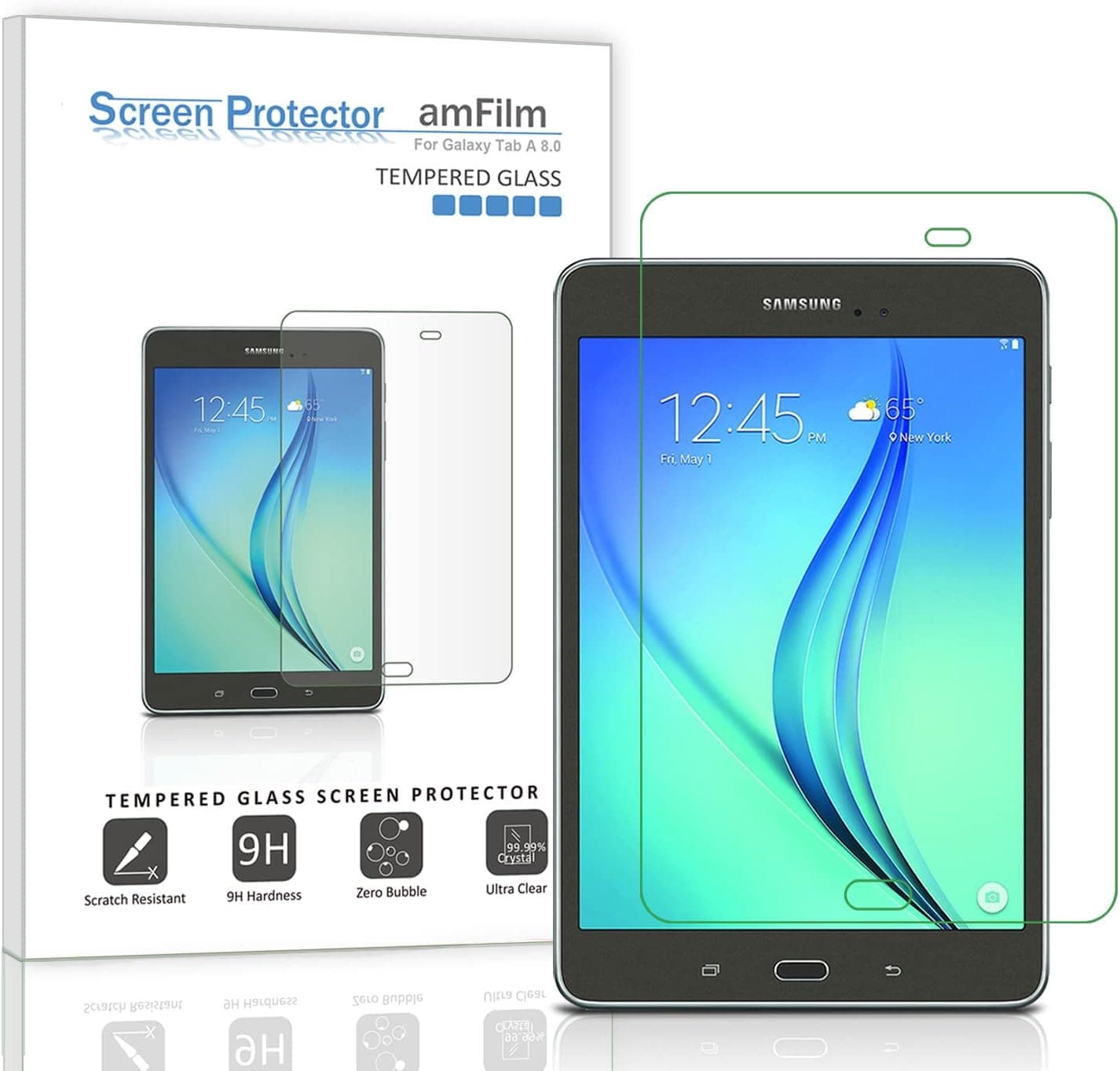amFilm Glass Screen Protector for Galaxy Tab A 8.0 Tempered Glass, for 2015 Tab A 8.0 (Model SM-T350)