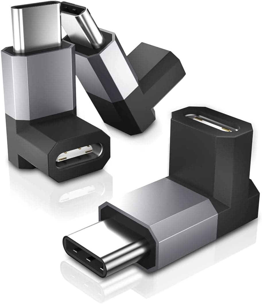 Basesailor Right-Angled USB C Extension Adapter 3 Pack,Up&Down 90 Degree USB Type C 3.2 Gen 2 40Gbps Female to Male Extender,PD Extended Converter for MacBook,Steam Deck,Switch,Laptop,Tablet,Phone