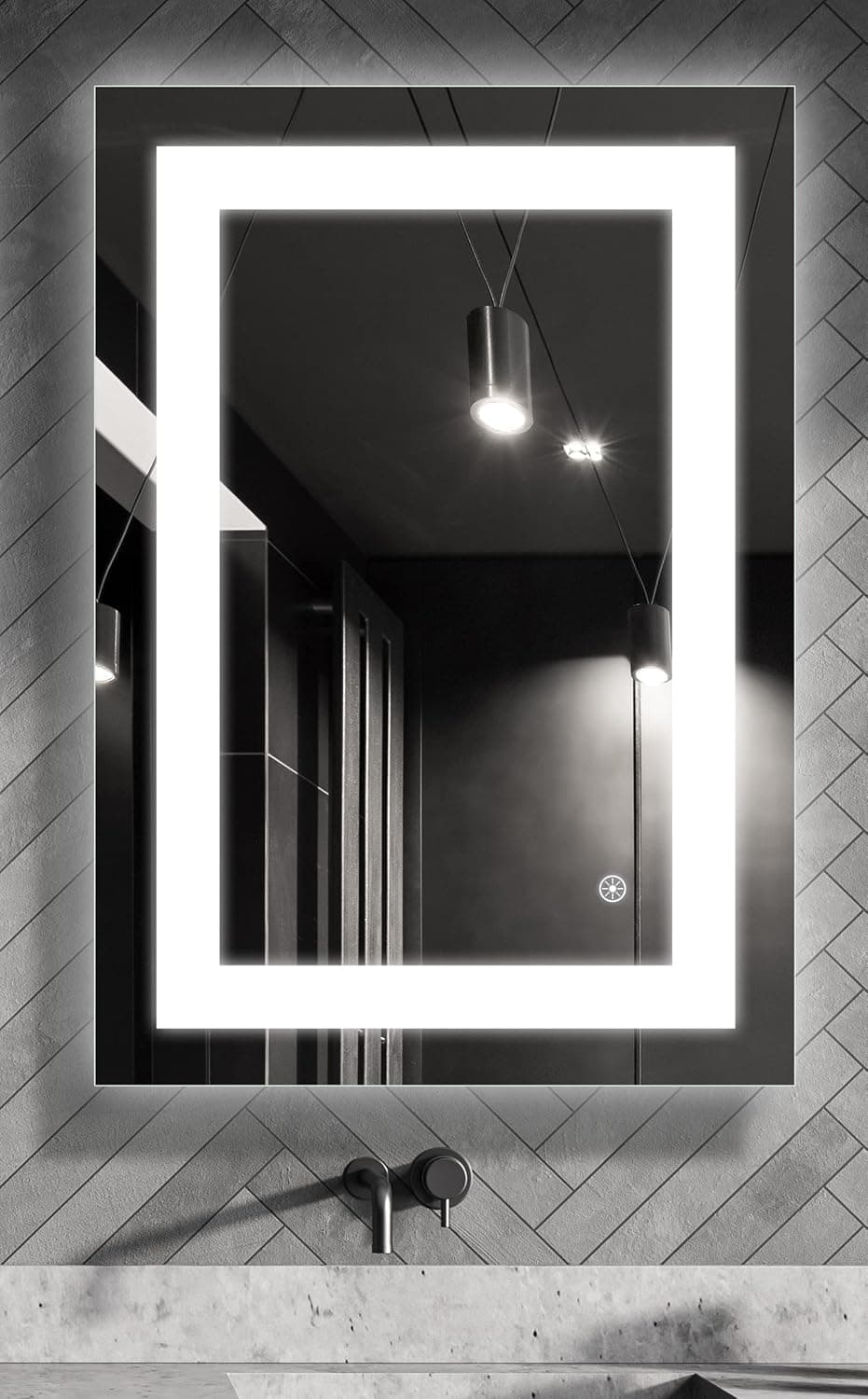FOMAYKO LED Bathroom Mirror 20 x 28 Lighted Vanity Makeup Mirror with Front Light, Wall Mounted Dimmable Mirrors with Anti-Fog ,Touch Switch for Bathroom Bedroom (Horizontal/Vertical)