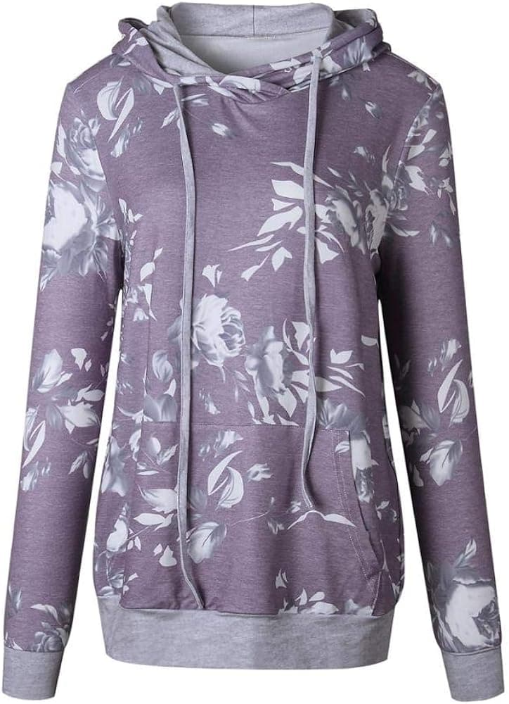 Womens Casual Sweatshirts Long Sleeve Drawstring Hoodies Pullover Top with Pocket Navy