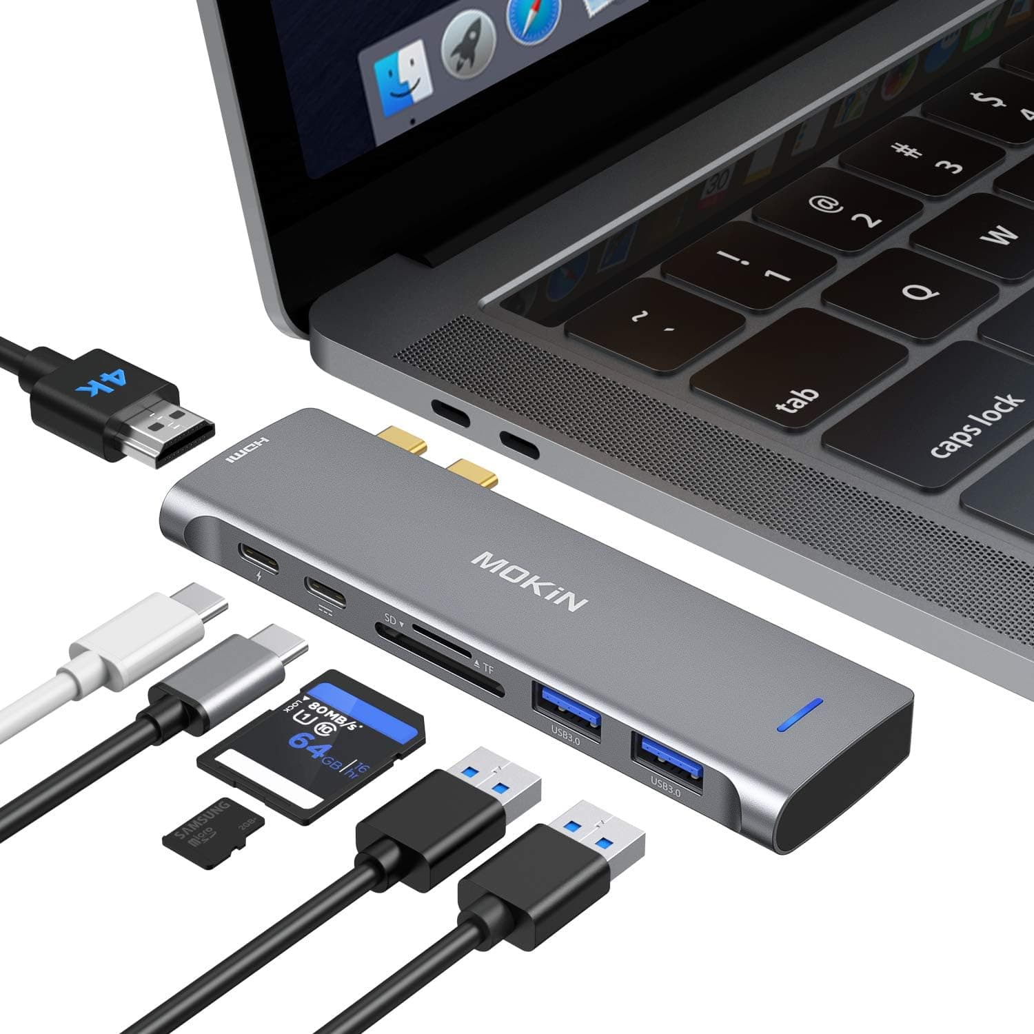 USB C Adapter for MacBook Pro 2022 2021 2020, MacBook Pro USB Adapter, 7 in 2 MacBook Pro Accessories for MacBook Pro/Air M1M2, Mac Dongle with 4K HDMI, 2 USB 3.0, TF/SD, USB-C 100W and Thunderbolt 3