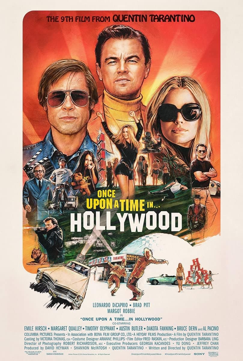 Once Upon a Time in Hollywood - Movie Posters - Measures 24 x 36 inches ( Brad Pitt - Leonardo DeCaprio - Margot Robbie - Al Pacino )