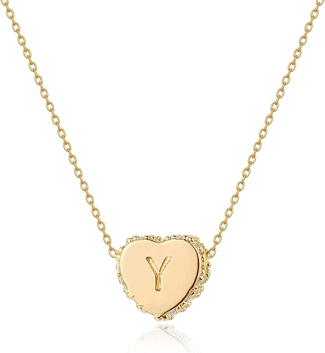 Tiny Gold Initial Heart Necklace-14K Gold Filled Handmade Dainty Personalized Letter Heart Choker Necklace Gift for Women Necklace Jewelry