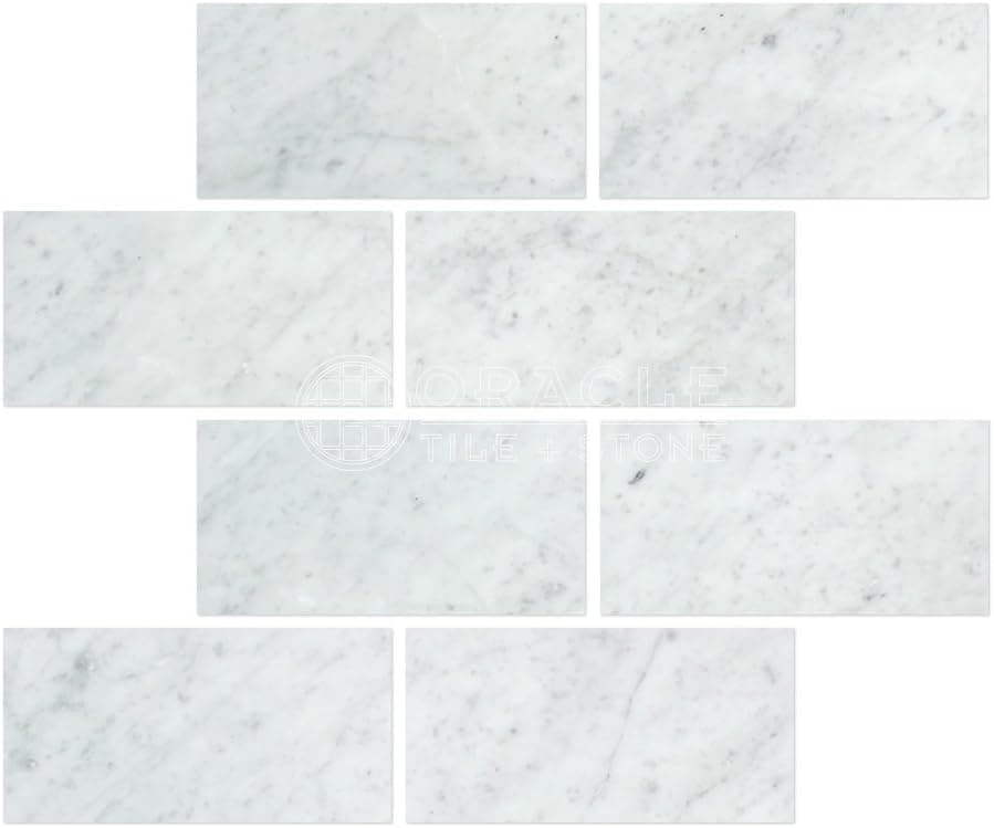 Carrara Marble Italian White Bianco Carrera 3x6 Marble Subway Tile Honed