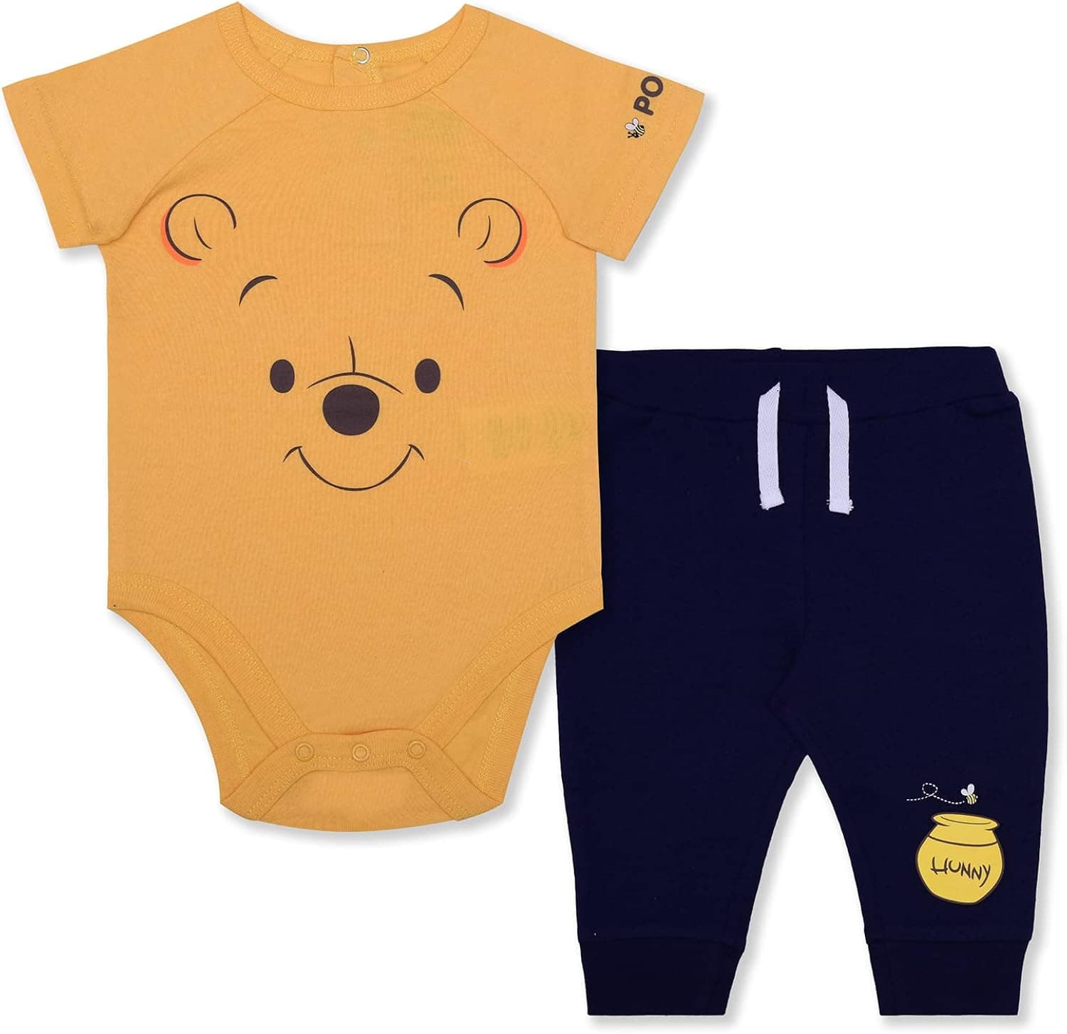Disney Winnie The Pooh Boys’ Bodysuit and Jogger Set for Newborn and Infant – Navy/Yellow