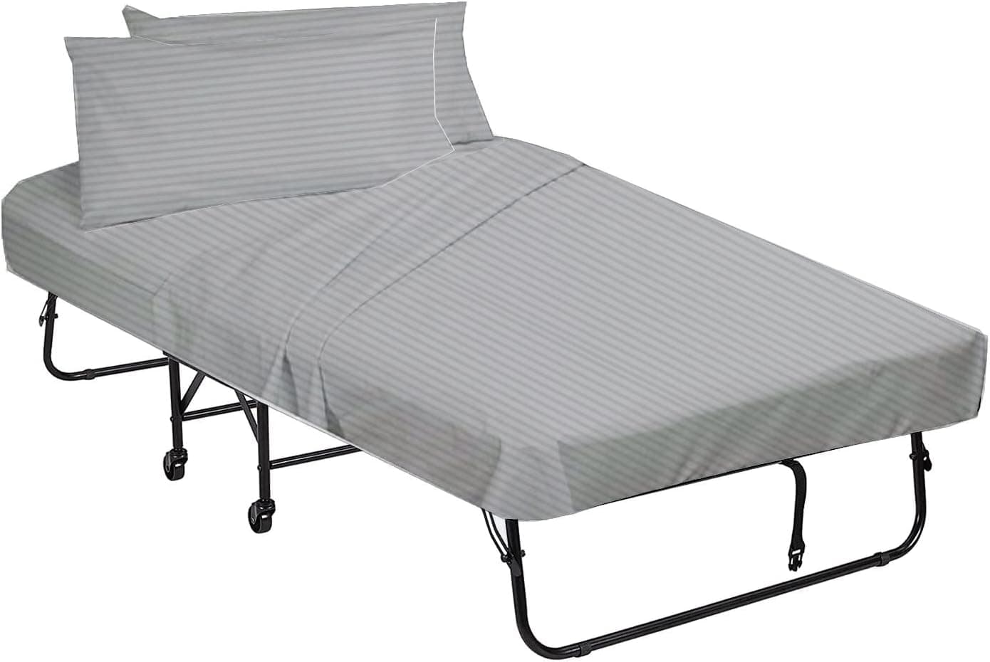 Sheets for Cot Bunk Bed, Cot Size Mattress Sheets-Fitted Cot Sheet Perfect for Narrow Twin/Cot Size/Rv Bunk/Guest Bed Replacement/33 X 75" Camping Cot, Classic Stripe Light Grey,4(PCs)