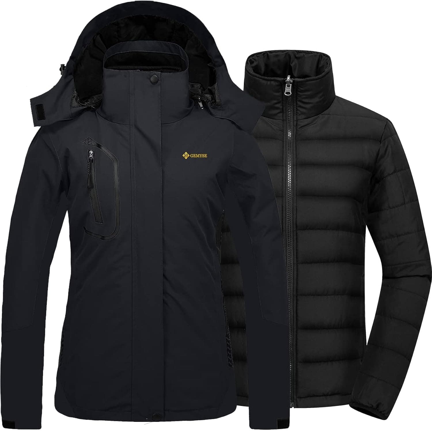 GEMYSE Women's Waterproof 3-in-1 Ski Snow Jacket Puffer Liner Insulated Winter Coat