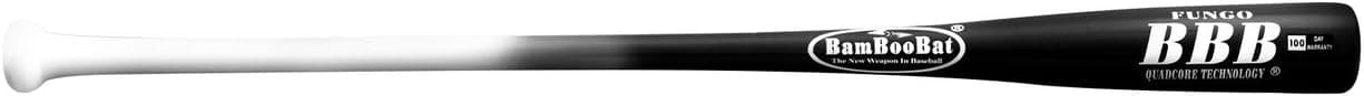 Pinnacle Sports BamBooBat Matte Handle White/Barrel Black Fungo Baseball Bat, 34-Inch, White/Black