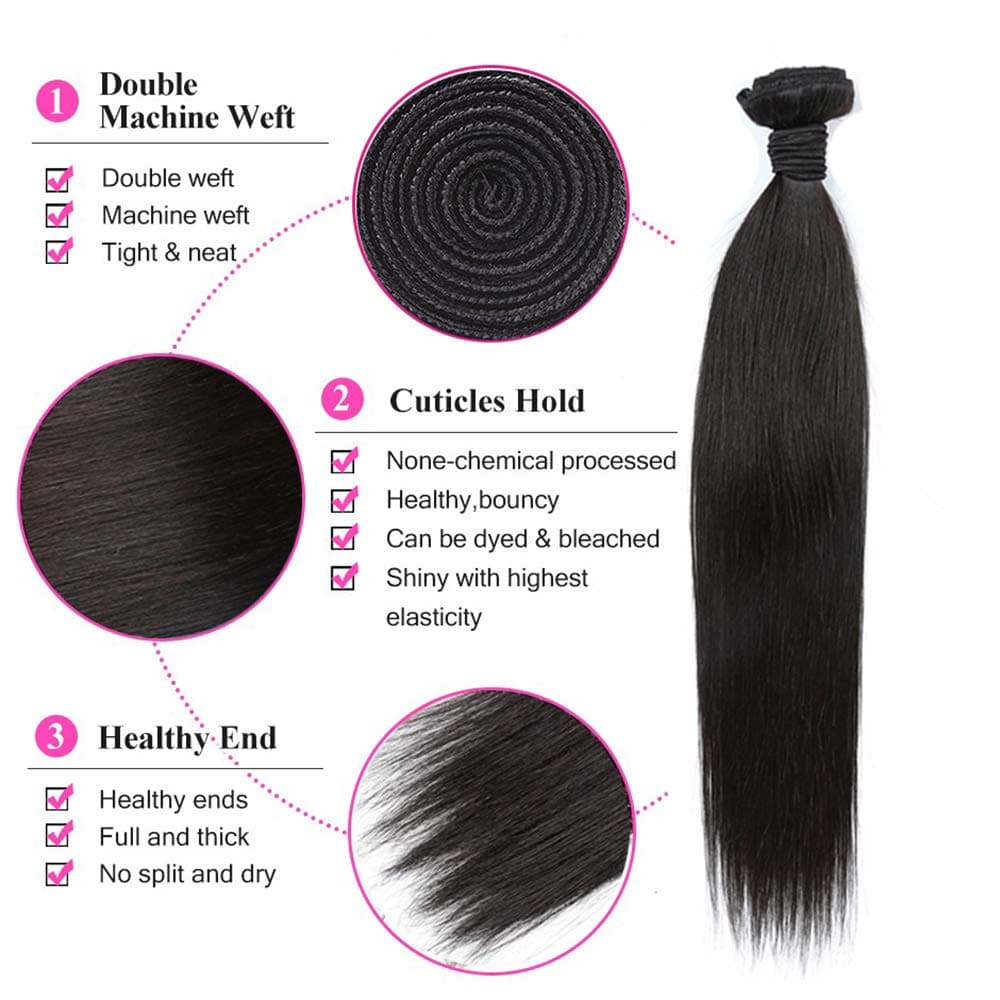 LeShine Hair 10A Straight Hair Bundles Brazilian Virgin Human Hair Weave Natural Color Human Hair Extension 1 Bundle Straight Hair 30 inch