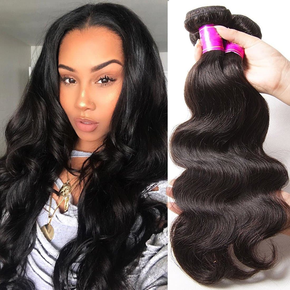 ALI JULIA 10A Brazilian Virgin Body Wave Hair Weave 3 Bundles 100% Unprocessed Human Hair Weft Extensions(10 12 14 inch)