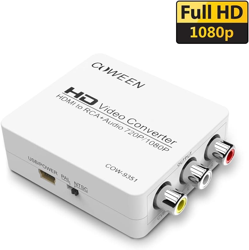 COWEEN HDMI to RCA Converter Box Mini 1080P from HDMI to AV 3RCA CVBS Composite Video Switcher Adapter Support PAL NTSC