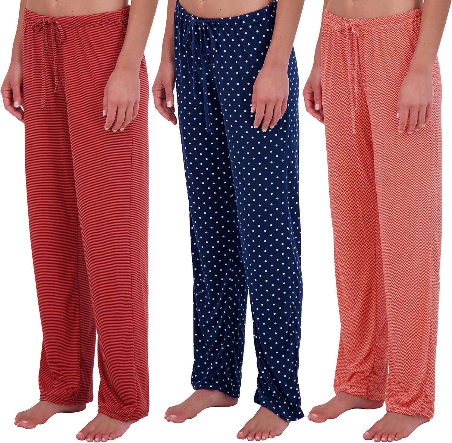 3 Pack: Women’s Ultra-Soft Fleece Comfy Stretch Pajama Lounge Pants Elegant Sleepwear (Available In Plus Size)