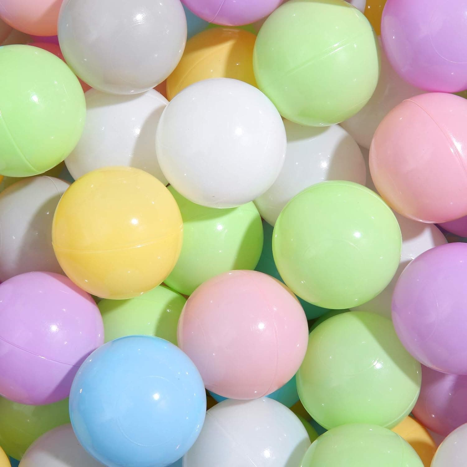 PlayMaty Colorful Ball Pit Balls - 100 Pieces Phthalate Free BPA Free Plastic Ocean Balls Crush Proof Stress Balls for Kids Playhouse