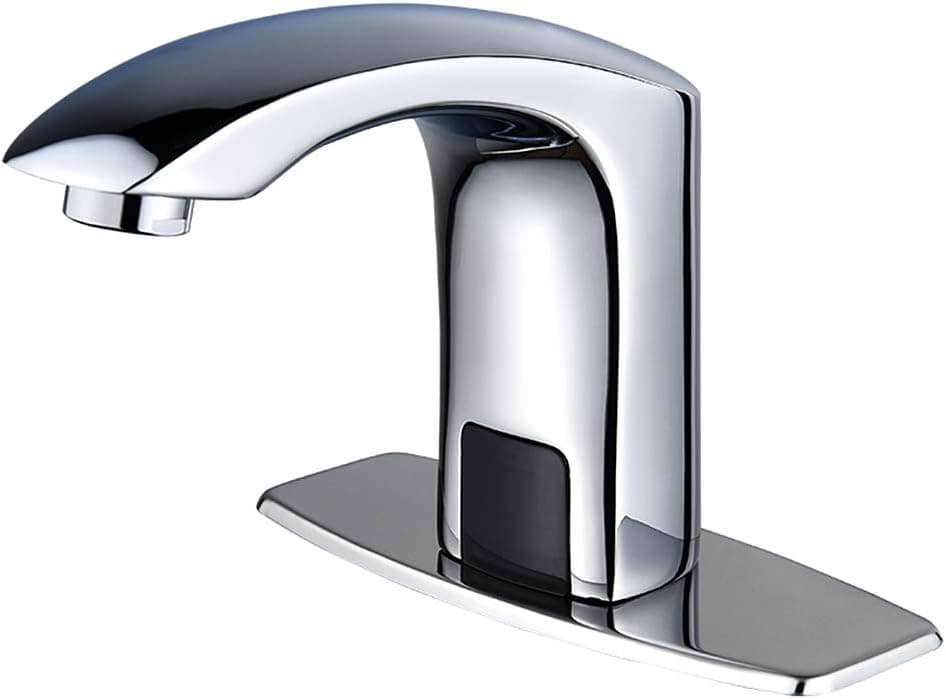 Halo Automatic Commercial Sensor Touchless Bathroom Faucet with Hole Cover Deck Plate,Vanity Faucet,Motion Activated Hands Free Vessel Sink Tap with Control Box,Chrome Finish