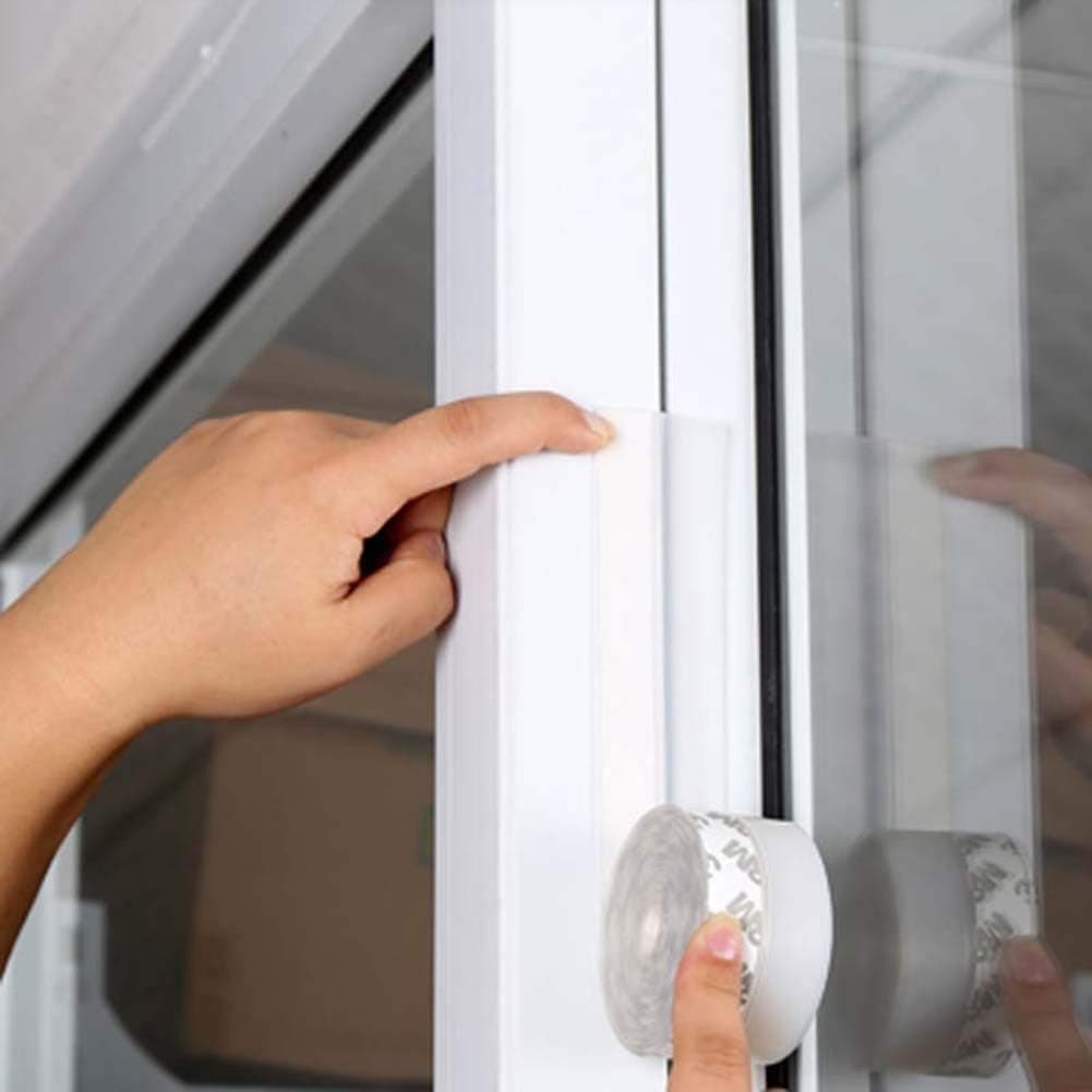 Silicon Weather Stripping 5M/16.4ft Adhesive Silicone Door Draft Stopper Seal Strip for Door & Window Glass Shower Door Transparent(25 mm-Width)