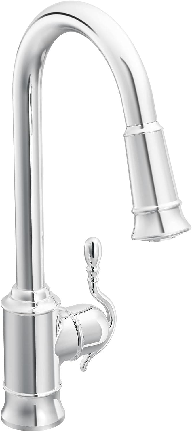 Moen 7615C Woodmere One-Handle Traditional Pulldown Kitchen Faucet with Power Clean, Chrome