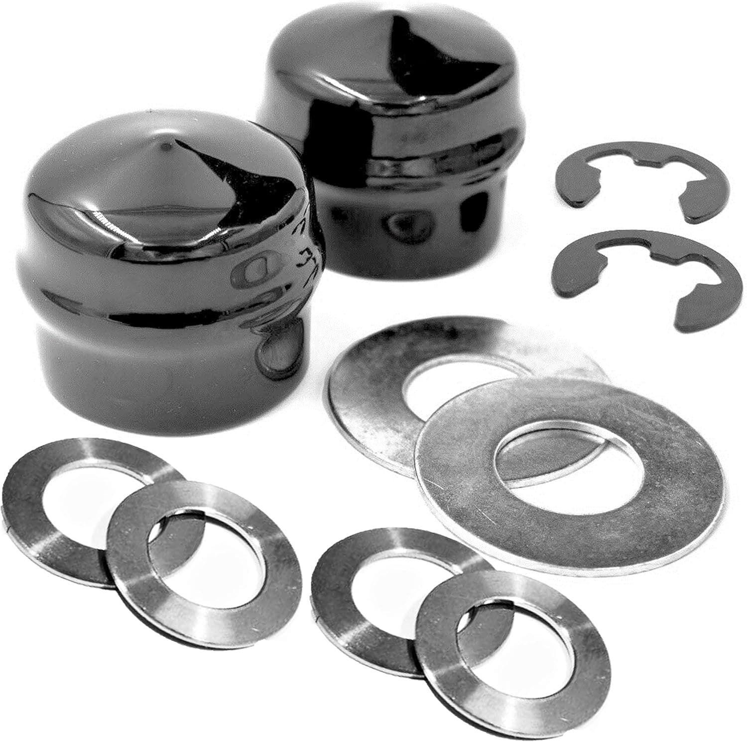 HD Switch Front Wheel Hardware Kit Replaces Poulan Pro Craftsman AYP Garden Tractor Lawnmower Includes Thrust Washers, Washers, E-Clips & Hub Caps