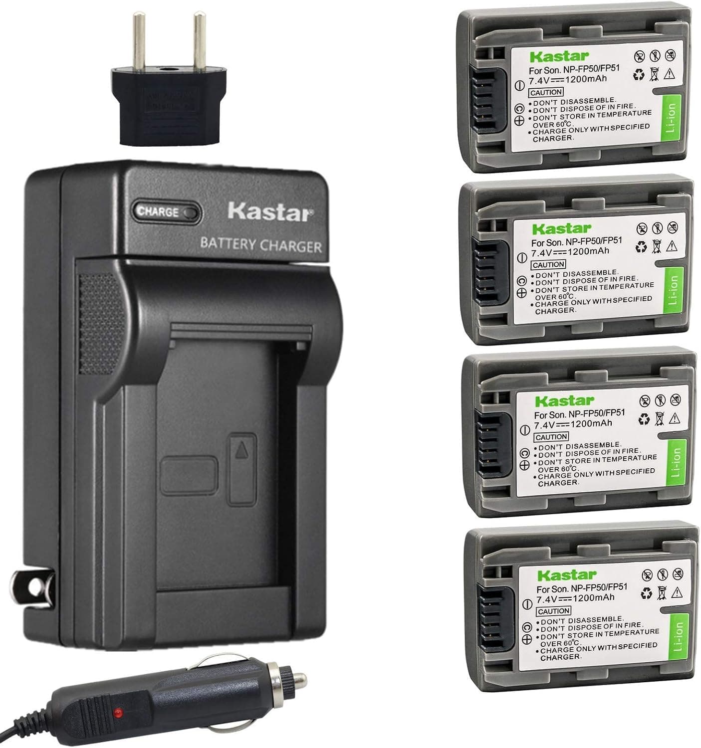 Kastar Battery (4-Pack) and Charger Kit for Sony DVD HandyCam DCR-DVD105 DCR-DVD202E DCR-DVD203 DCR-DVD203E DCR-DVD205 DCR-DVD305 DCR-DVD403 DCR-DVD405 DCR-DVD408 DCR-DVD505 DCR-DVD910 DCR-DVD92