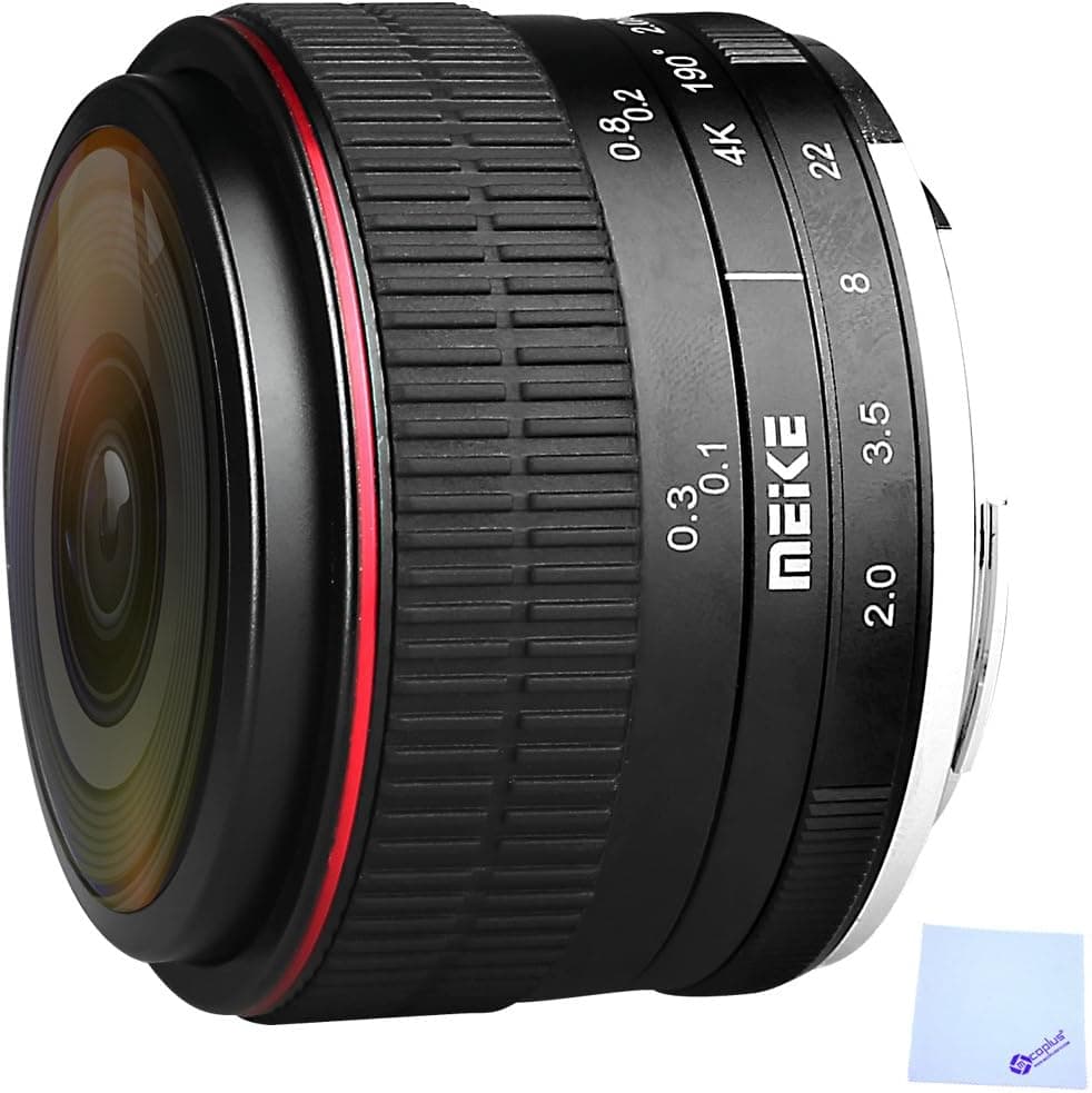 MEIKE MK-6.5mm F2.0 Fisheye Lens for Canon EF-M Mount Lens Camera + Mcoplus Cleaning Cloth