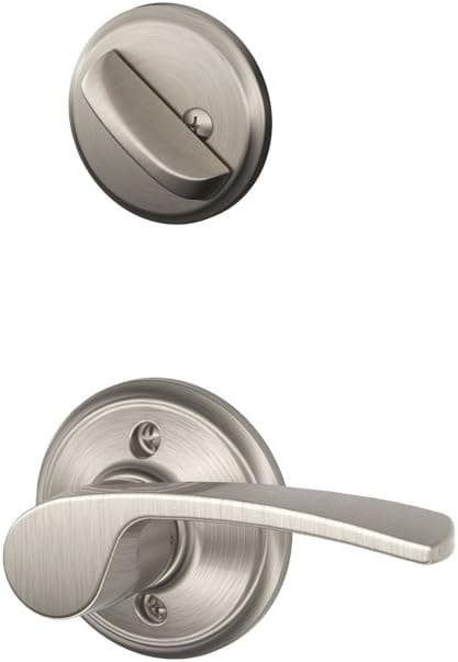 Schlage F59 MER 619 LH Merano Interior Left-Handed Lever with Deadbolt, Satin Nickel (Interior Half Only)