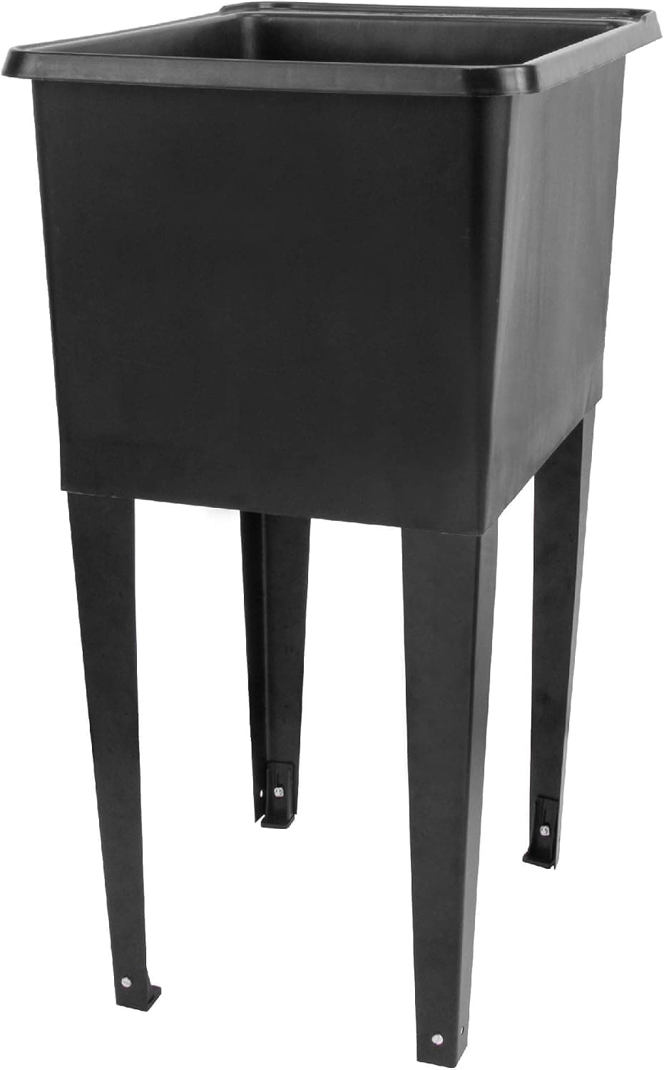 Black Space Saver Utility Sink by JS Jackson Supplies, Freestanding Tehila Space Saving Laundry Tub, Black Metal Legs with P-Trap Kit
