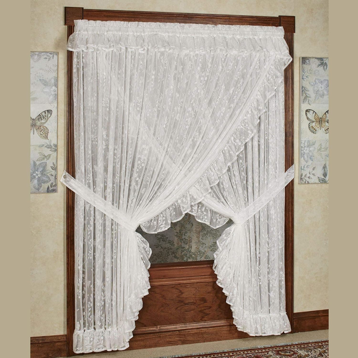 Ricardo Trading Butterfly Charm Lace Wide Priscilla Curtain Pair 220 x 84