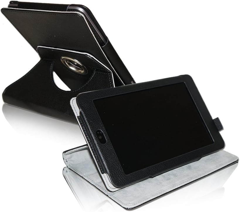 KHOMO PU Leather 360 Degree Rotating Case Cover Stand for Google Nexus 7 tablet-Black
