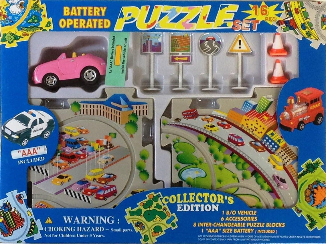 Puzzle Car Set - Battery Operated Pink Car