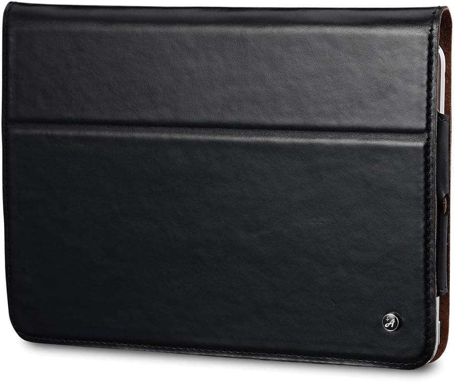 Acase iPad Mini 2 Genuine Leather Case / Cover with Built-in Stand - Support Smart Cover Function for iPad Mini / iPad Mini 2 with Retina Display (Black)