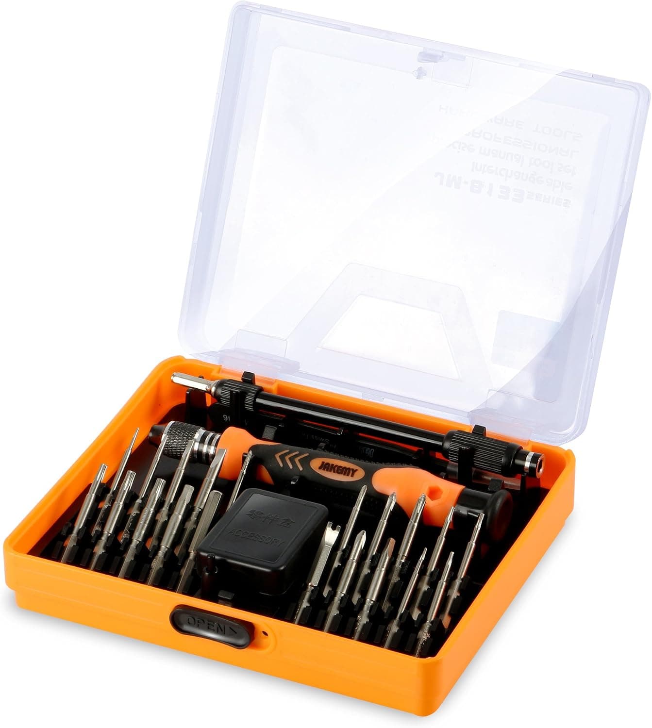 Repair tool kit, Ultra Deep Hole Mouth Screwdriver, Jakemy 23 in 1 with Extension Bar and Tweezers for iPhone/Plus/ Game Console/Tablet/ PC/MacBook/ iPad and Other Electronics