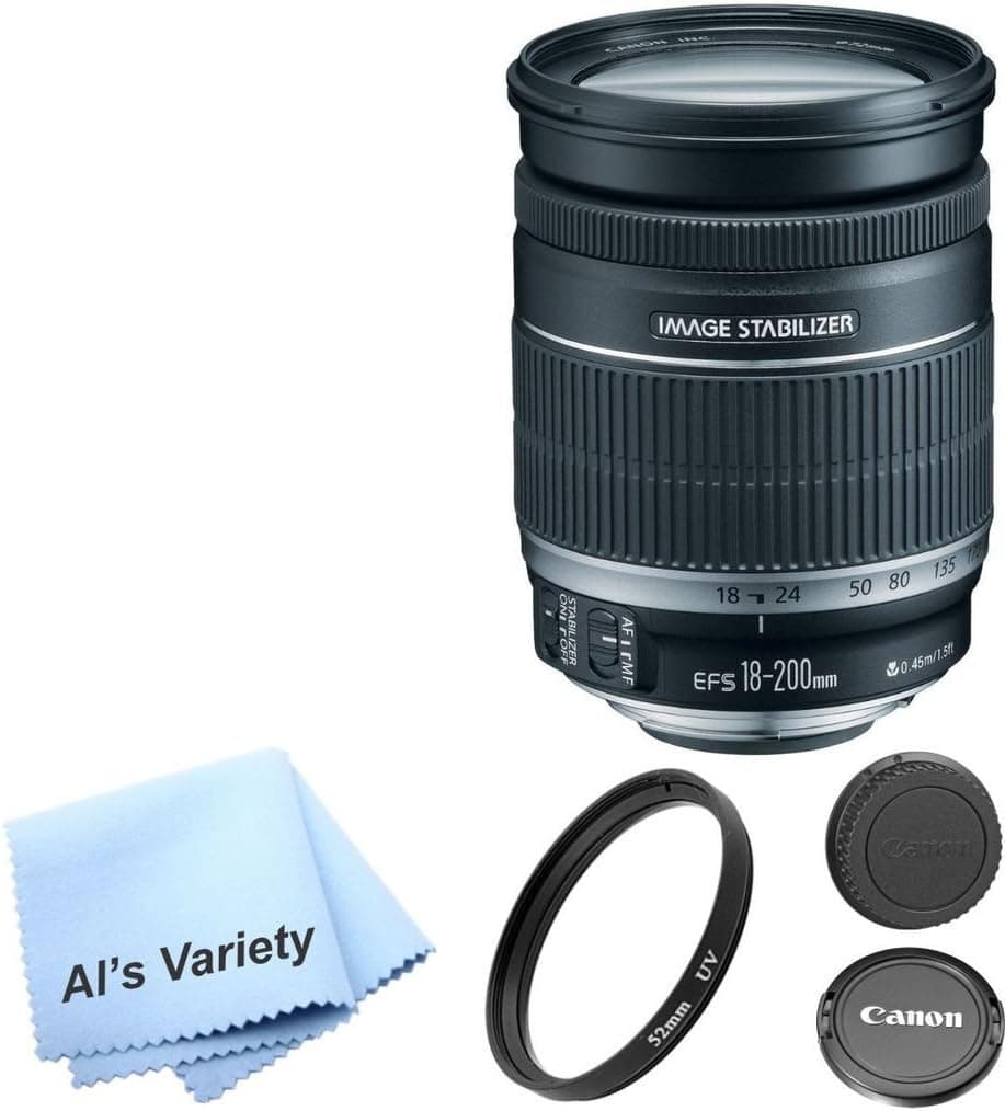 Canon EF-S 18-200mm f/3.5-5.6 IS Standard Zoom Lens Bundle (White Box, Bulk Packaging)