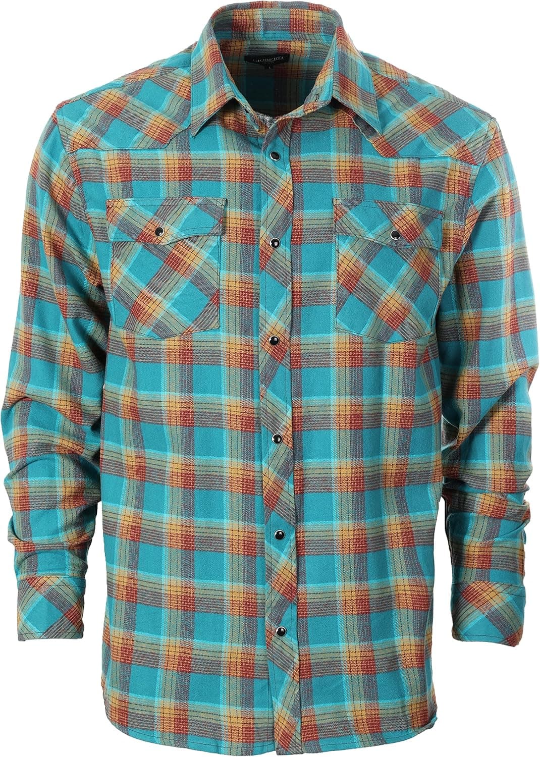 Gioberti Men's Western Brushed Flannel Plaid Checkered Shirt w/Snap-on Button
