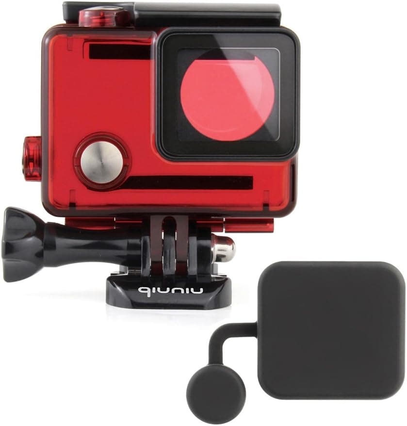 Waterproof Dive Housing Case for GoPro Hero 4, GoPro Hero 3 and GoPro Hero 3+ Action Camera - Up to 40 Meters (131 feet) Underwater - Transparent Red