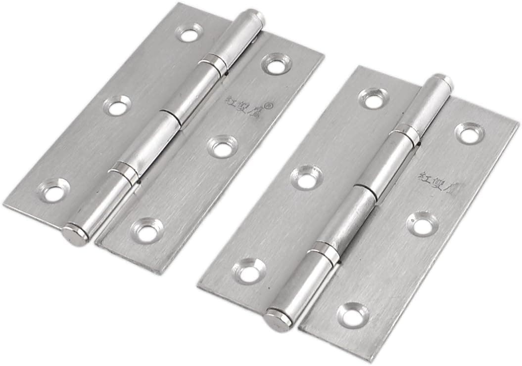 uxcell 2 Pcs Home Furniture Hardware Door Hinge Satin Nickel 2.9 inches Length
