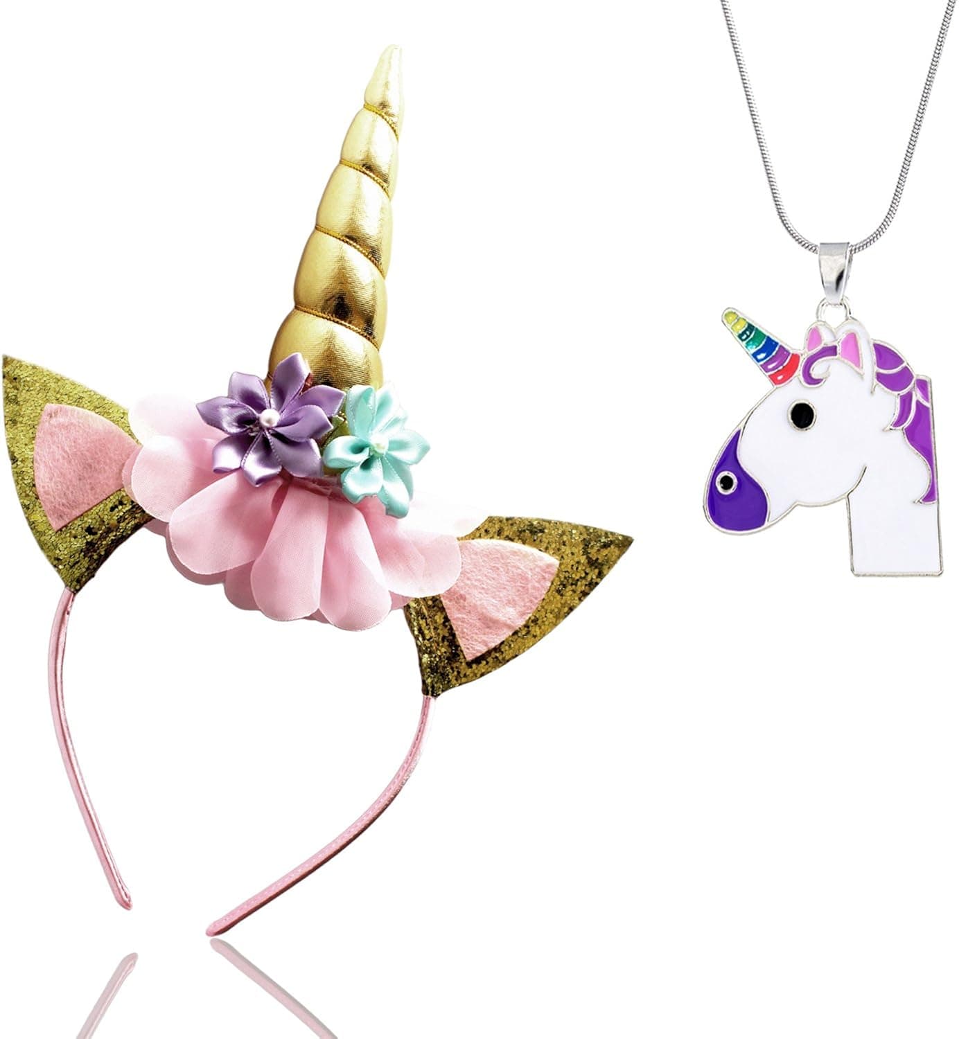 Unicorn Headband Unicorn Necklace Cosplay Costume Flowers Ears Party Headbands Party Favors