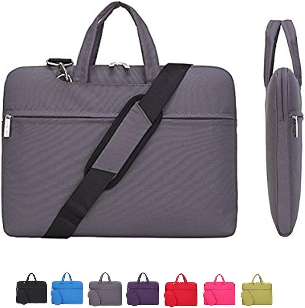 14 Inch Laptop Case, Laptop Shoulder Bag, CROMI Simplicity Slim Lightweight Briefcase Commuter Bag Business Sleeve Carry Hand Bag Nylon Waterproof Notebook Shoulder Messenger Bag (Grey, 14 inch)