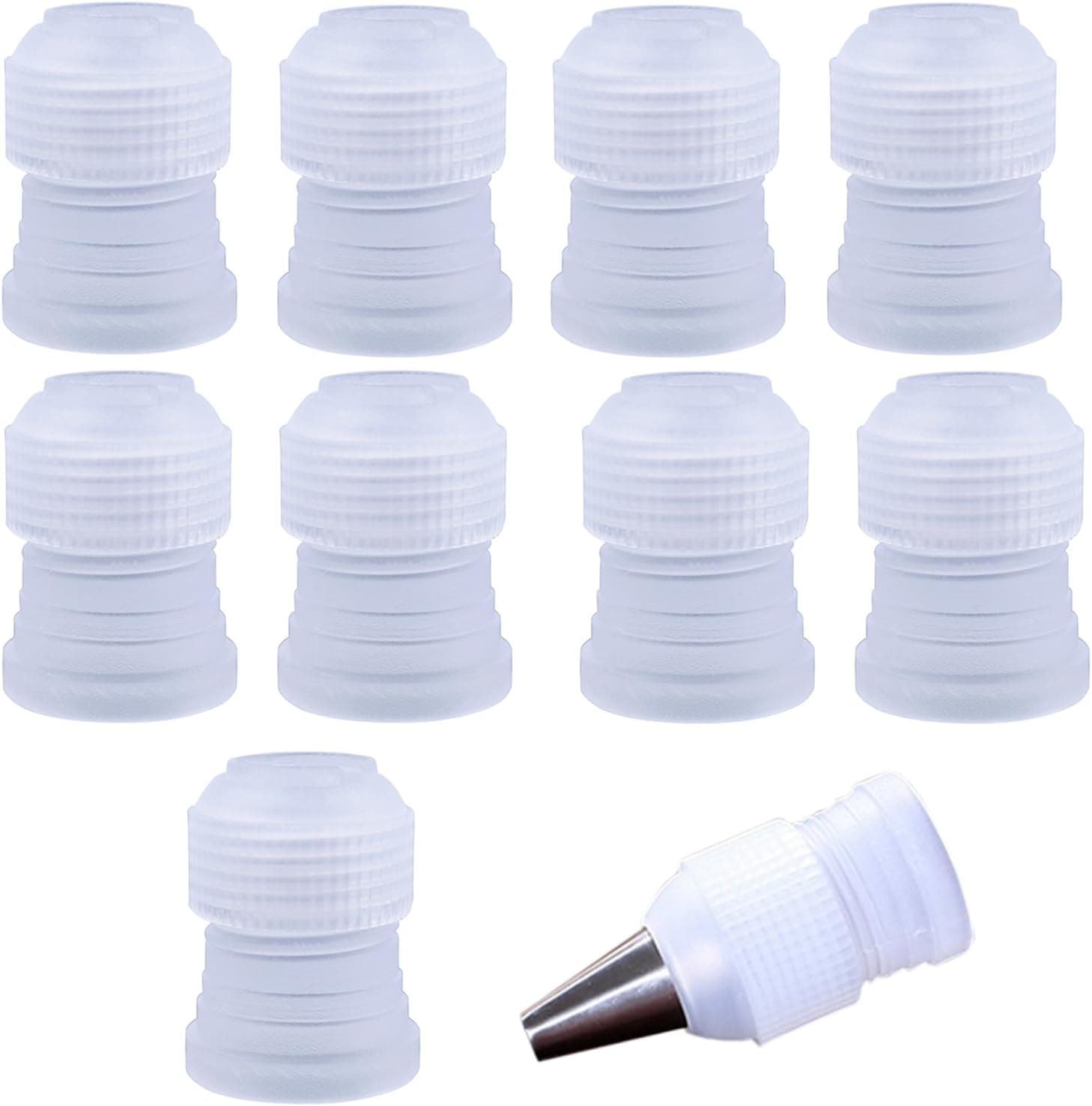 BronaGrand 10pcs Plastic Standard Couplers Pipe Tip Coupler Cake Decorating Couplers for Icing Nozzles,White