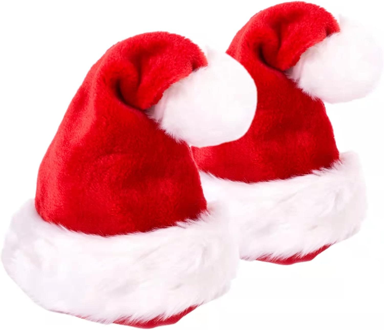 PORRUNNY 2Pack 17 Inch Fluffy Hat Luxury Plush Hat for Christmas Costume, Christmas Party Supplies, Holiday Party Favors