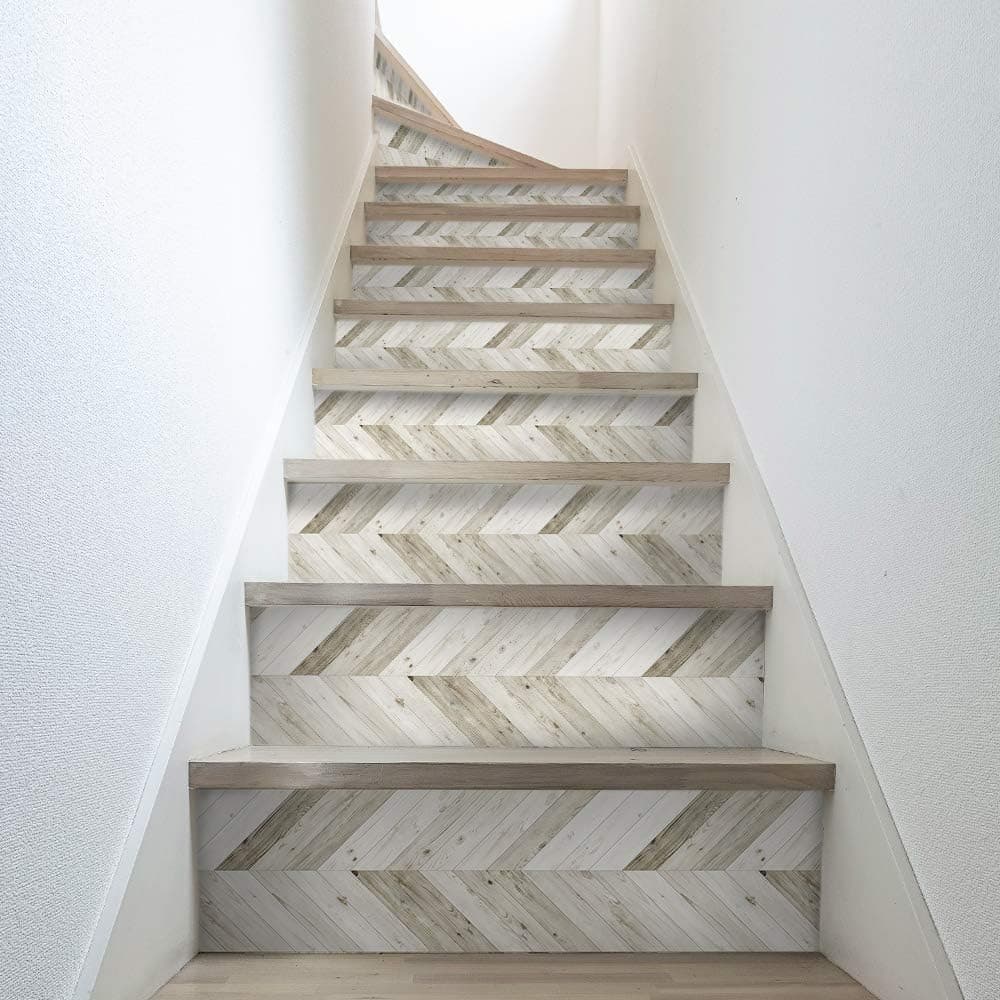 funlife Self-Adhesive Stair Stickers, Peel and Stick Stair Riser Stickers, Contact Paper for Home Decor, 6.1"X36" 7Pcs 10.68 sq.ft