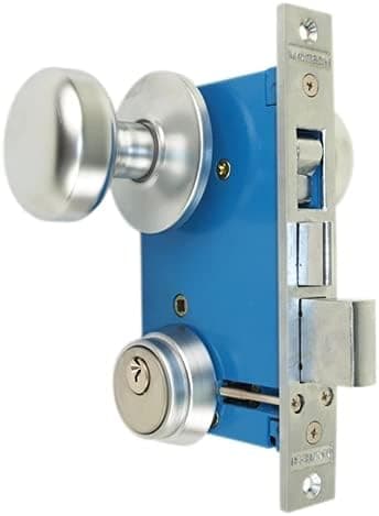 Maxtech RHR Right Hand Reverse Satin Chrome 26D Finish Double Cylinder Iron Gate Ornamental Mortise Lock Set with 2-1/2" Backset