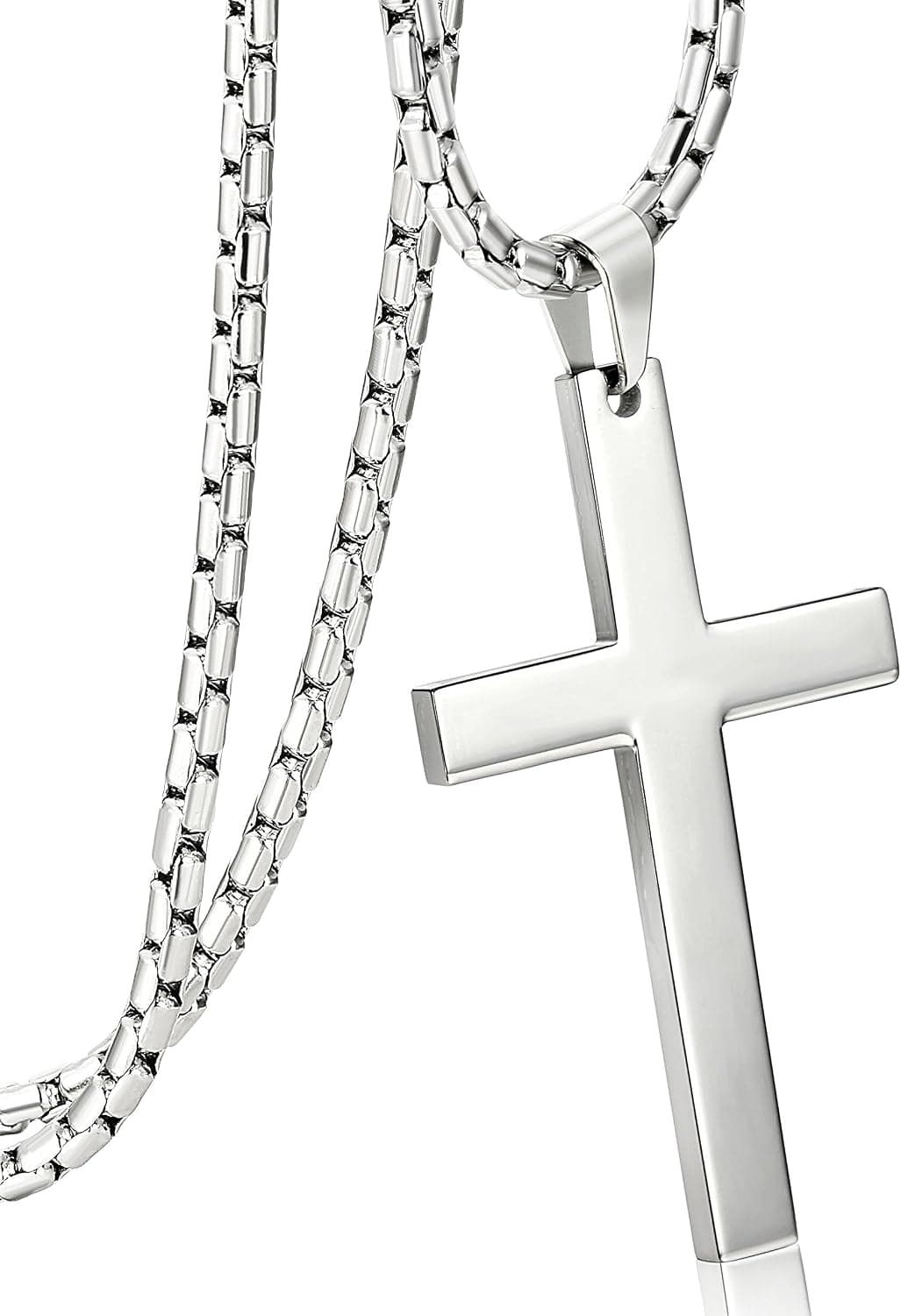 ORAZIO 3MM Stainless Steel Chain Cross Pendant Necklace for Men 22 24 30 Inches