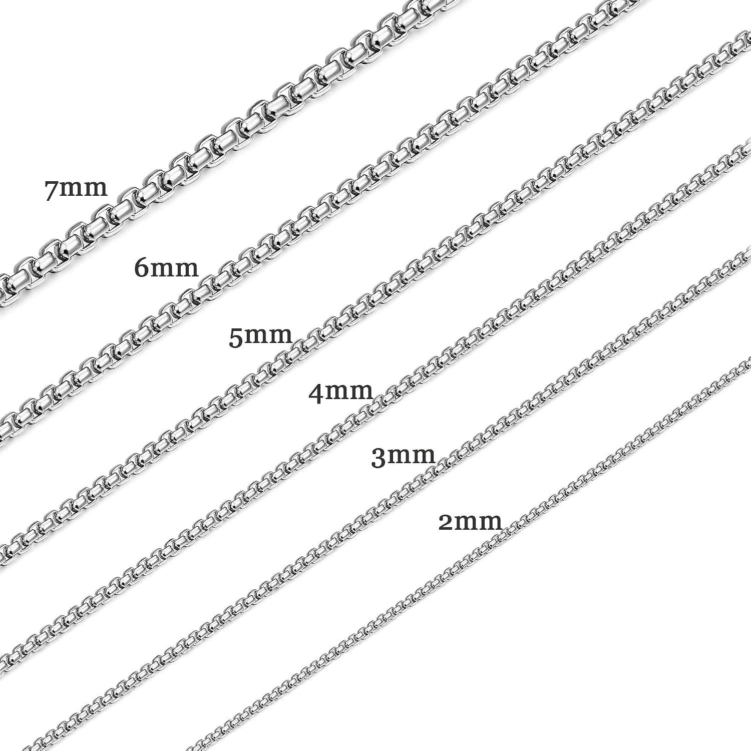 Jstyle 2mm Silver Tone Necklace for Women Men Square Rolo Chain Necklace Stainless Steel Neckace Jewelry 16-32Inches